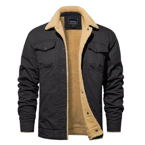 TACVASEN Dark Grey Men's Winter Jacket Sherpa Fleece Lined Cargo Coat with Multi Pockets