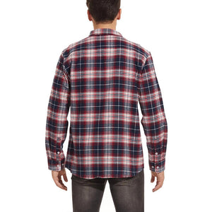 TACVASEN Blue White Men's Cotton Flannel Shirt Plaid Lightweight Jacket