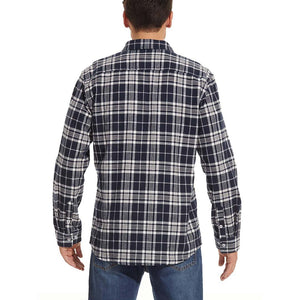 TACVASEN Blue White Men's Cotton Flannel Shirt Plaid Lightweight Jacket