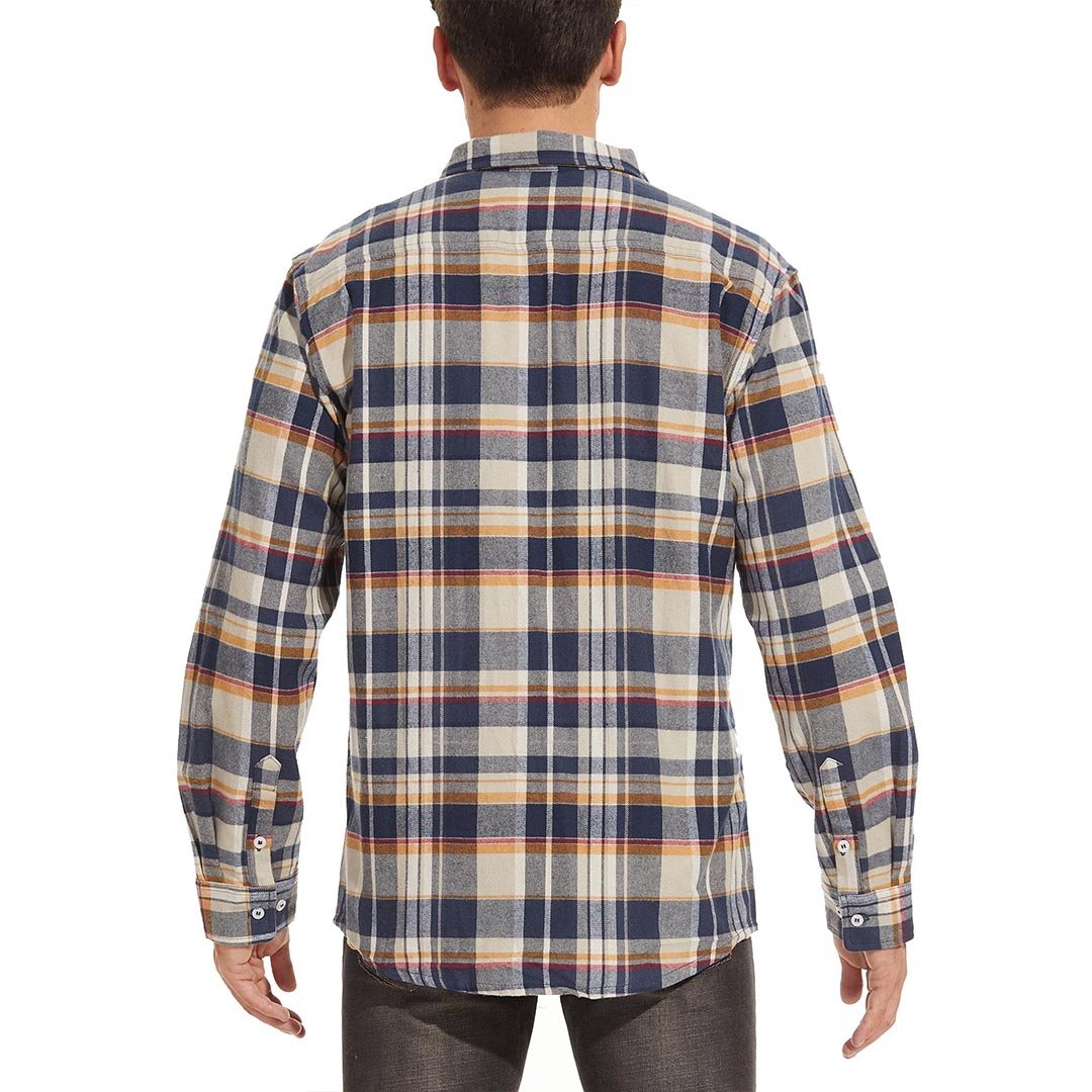 TACVASEN Blue White Men's Cotton Flannel Shirt Plaid Lightweight Jacket