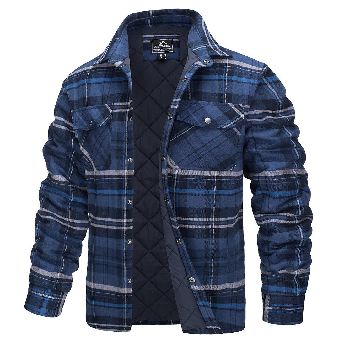 TACVASEN Blue Grey Men's Flannel Shirt Long Sleeve Button Down Jacket