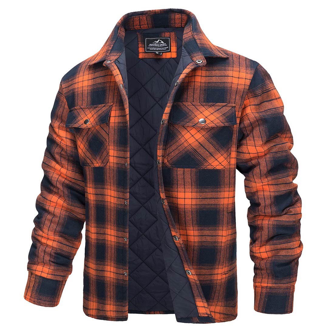 TACVASEN Orange Men's Flannel Shirt Long Sleeve Button Down Jacket