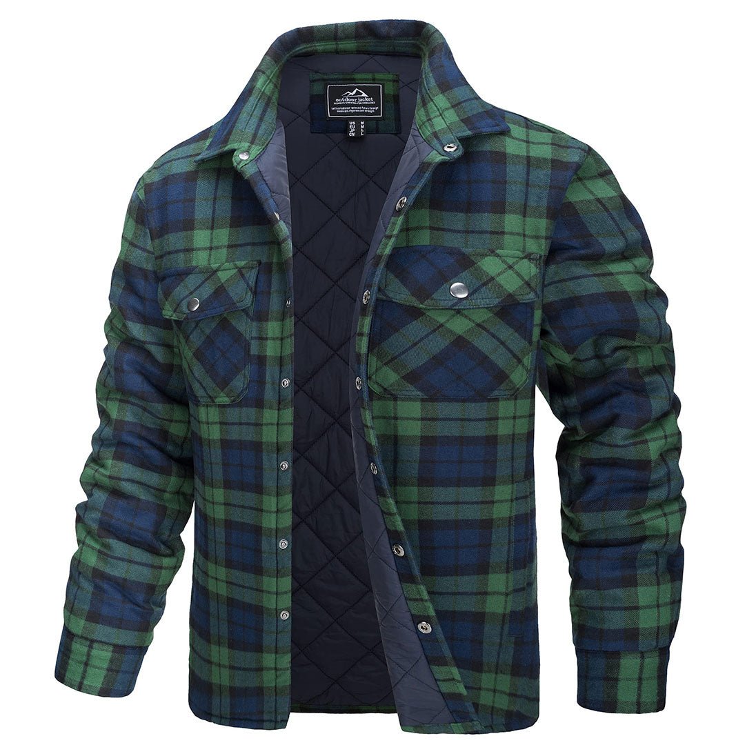 TACVASEN Green Men's Flannel Shirt Long Sleeve Button Down Jacket