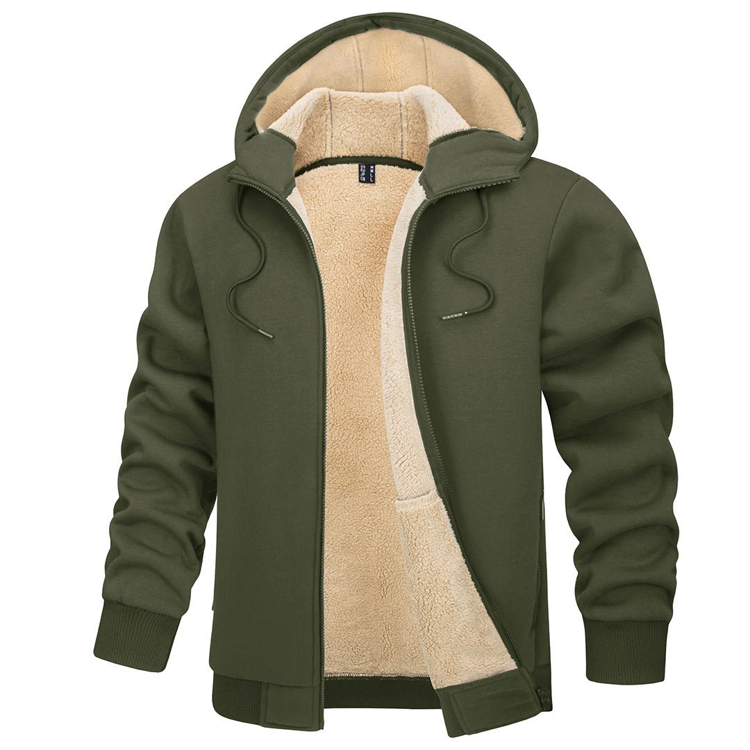 TACVASEN Army Green Men's Fleece Hoodie Jacket Windproof Winter Coats