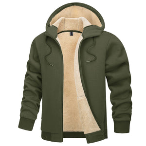 TACVASEN Army Green Men's Fleece Hoodie Jacket Windproof Winter Coats
