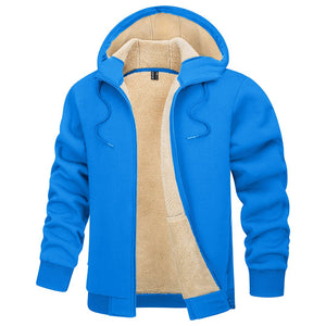TACVASEN Azure Men's Fleece Hoodie Jacket Windproof Winter Coats