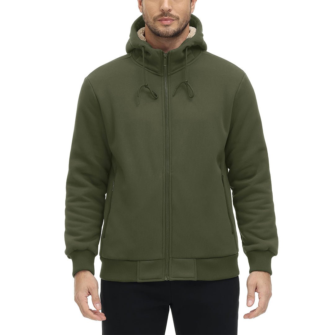 TACVASEN Army Green Men's Fleece Hoodie Jacket Windproof Winter Coats