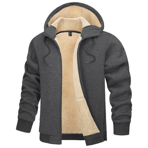TACVASEN Dark Grey Men's Fleece Hoodie Jacket Windproof Winter Coats