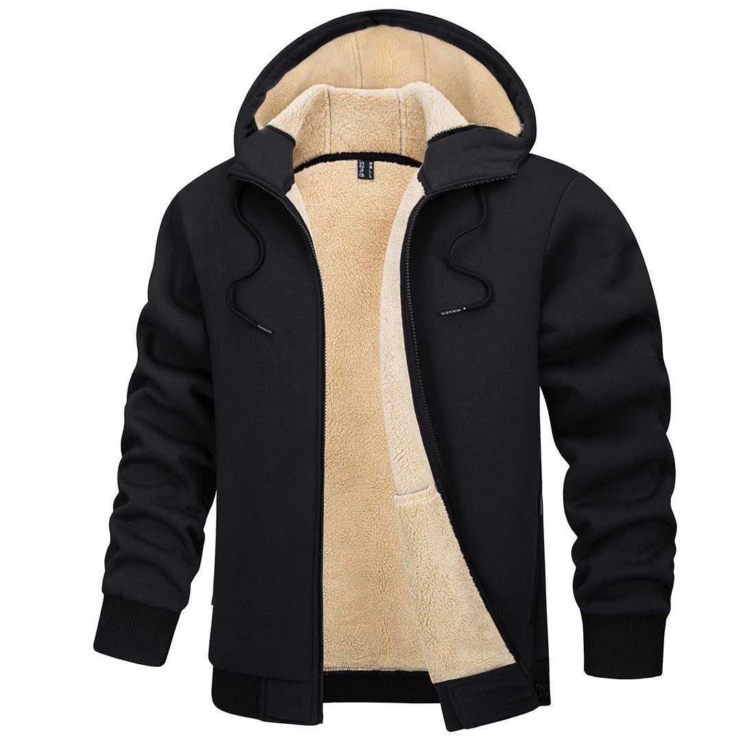 TACVASEN Black Men's Fleece Hoodie Jacket Windproof Winter Coats