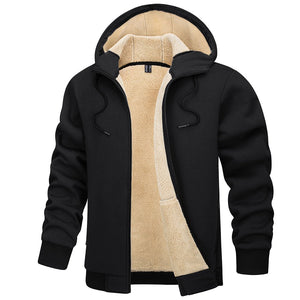 TACVASEN Black Men's Fleece Hoodie Jacket Windproof Winter Coats