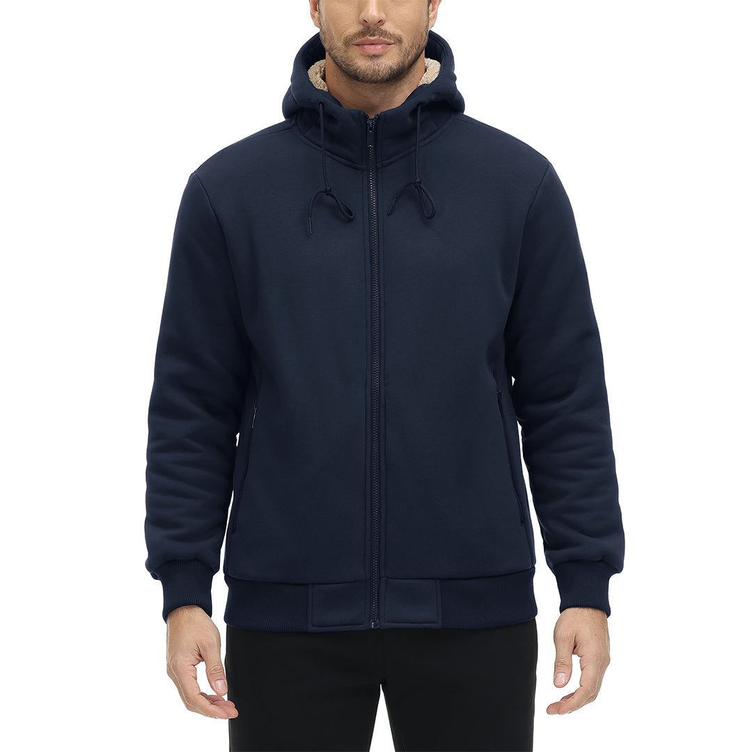 TACVASEN Navy Men's Fleece Hoodie Jacket Windproof Winter Coats