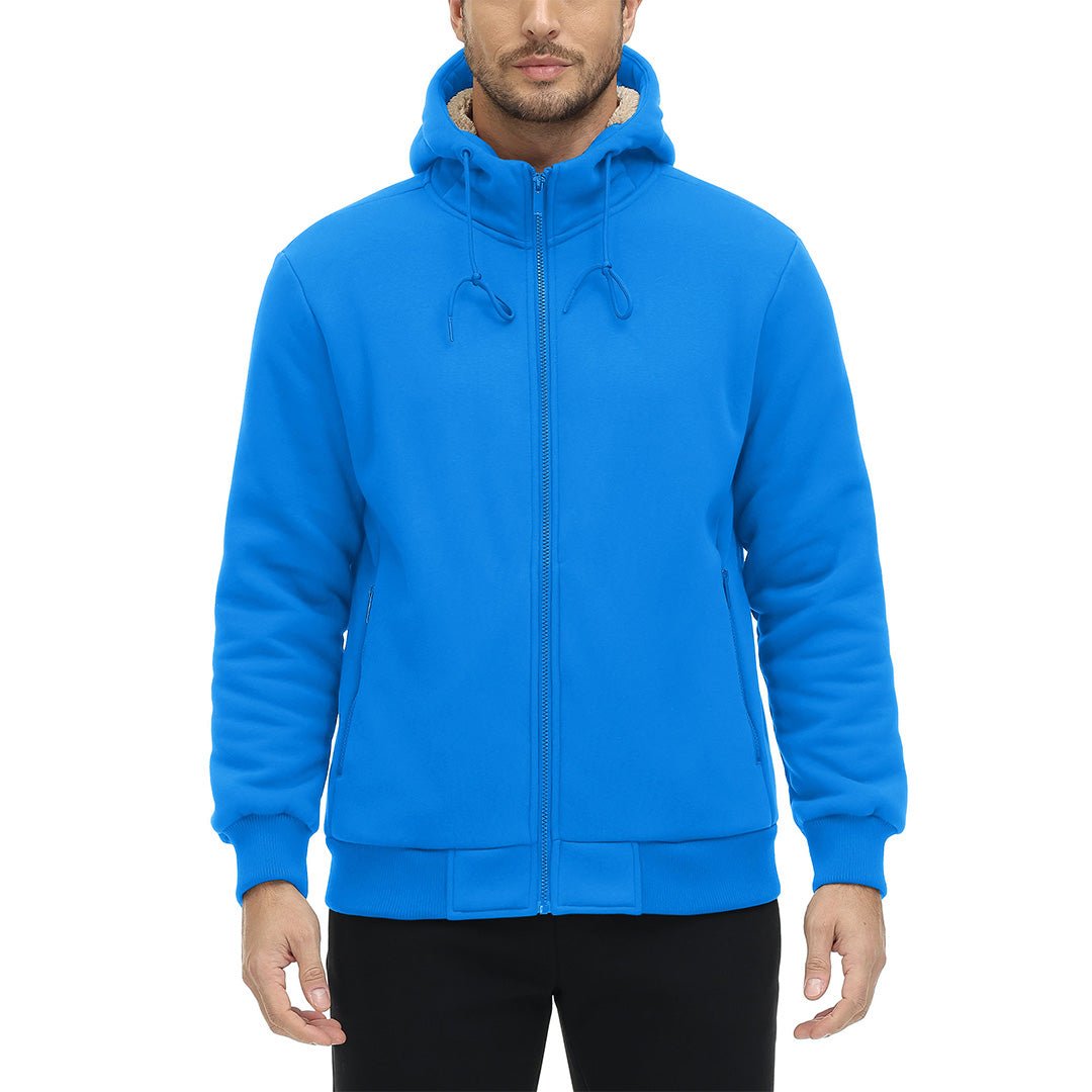 TACVASEN Azure Men's Fleece Hoodie Jacket Windproof Winter Coats