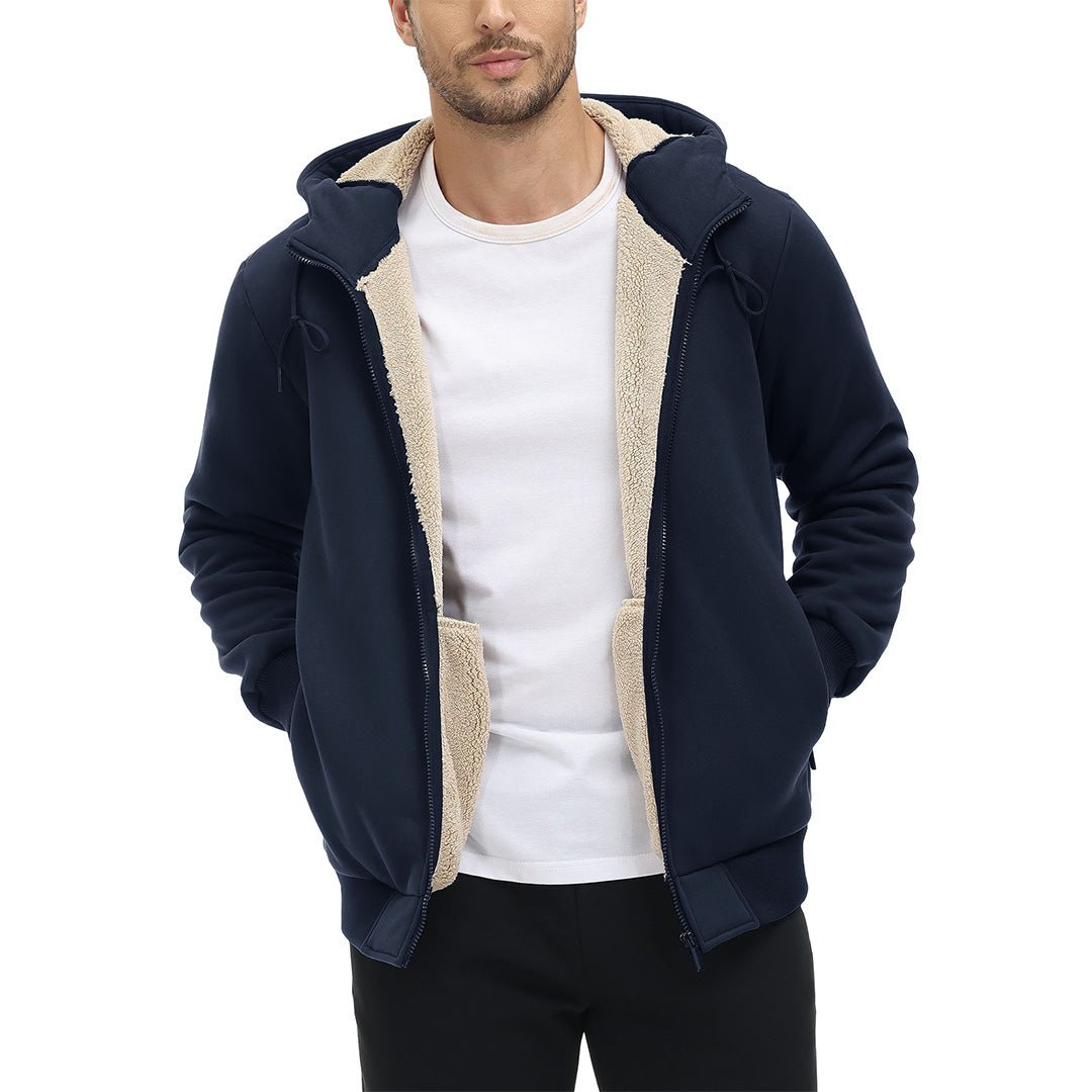 TACVASEN Navy Men's Fleece Hoodie Jacket Windproof Winter Coats
