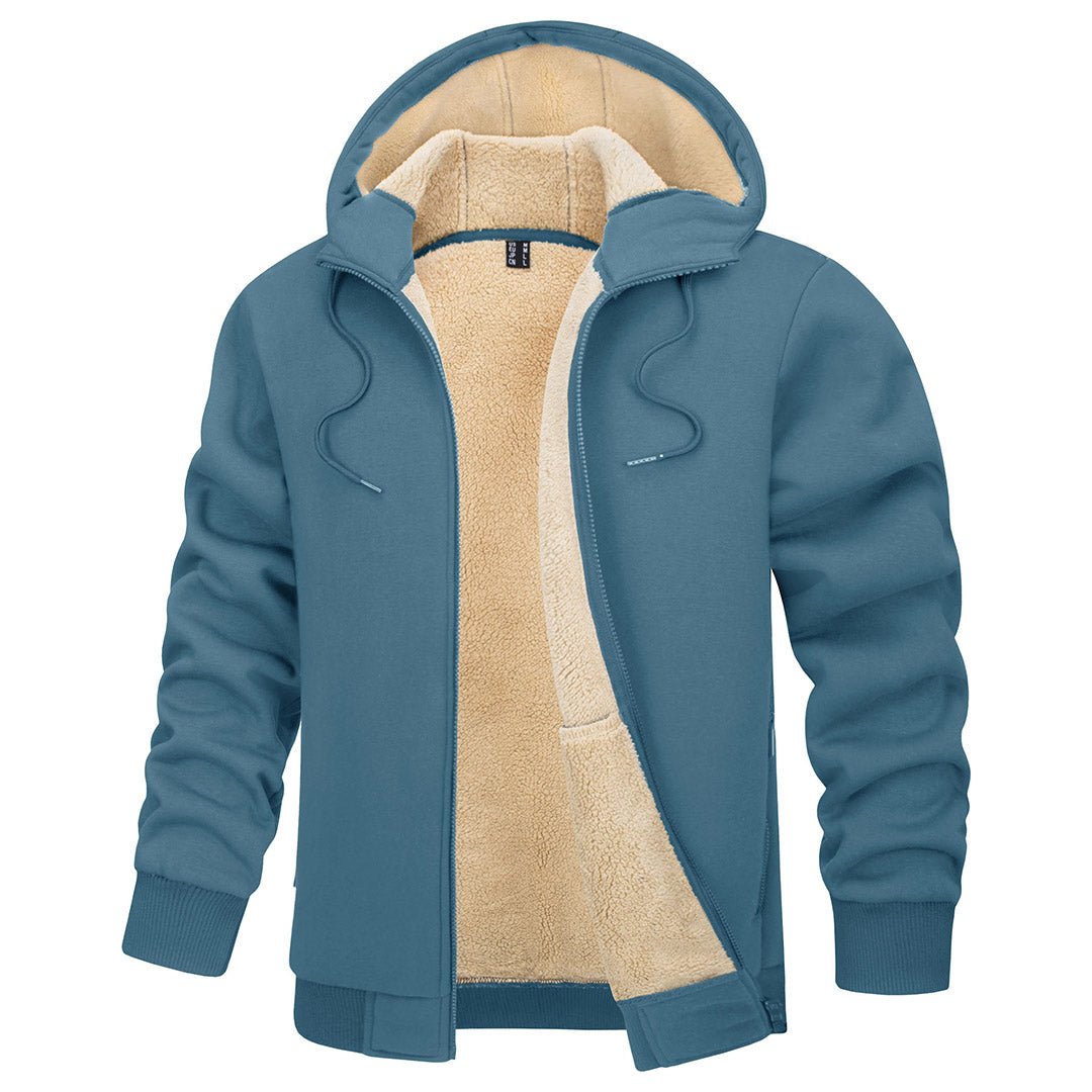 TACVASEN Haze Blue Men's Fleece Hoodie Jacket Windproof Winter Coats