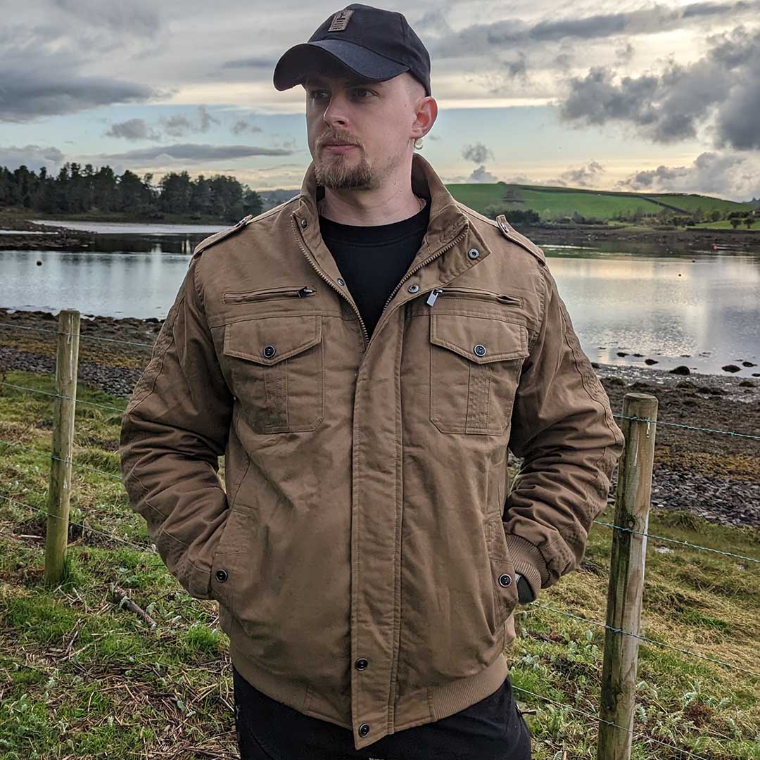 TACVASEN Khaki Men's Fleece Lined Tactical Bomber Jacket