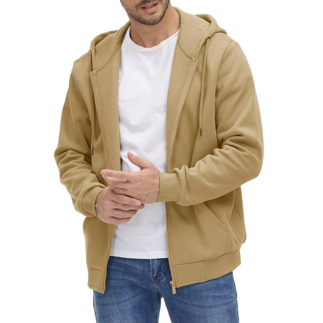 TACVASEN Khaki Men's Full Zip - Up Casual Active Hoodie