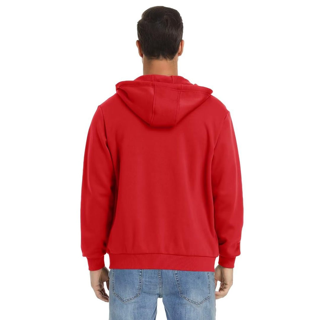 TACVASEN Tomato Red Men's Full Zip - Up Casual Active Hoodie