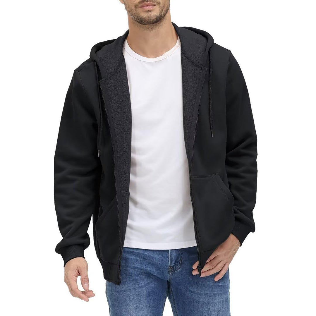 TACVASEN Black Men's Full Zip - Up Casual Active Hoodie