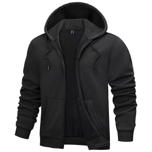 TACVASEN Black Men's Full Zip - Up Casual Active Hoodie