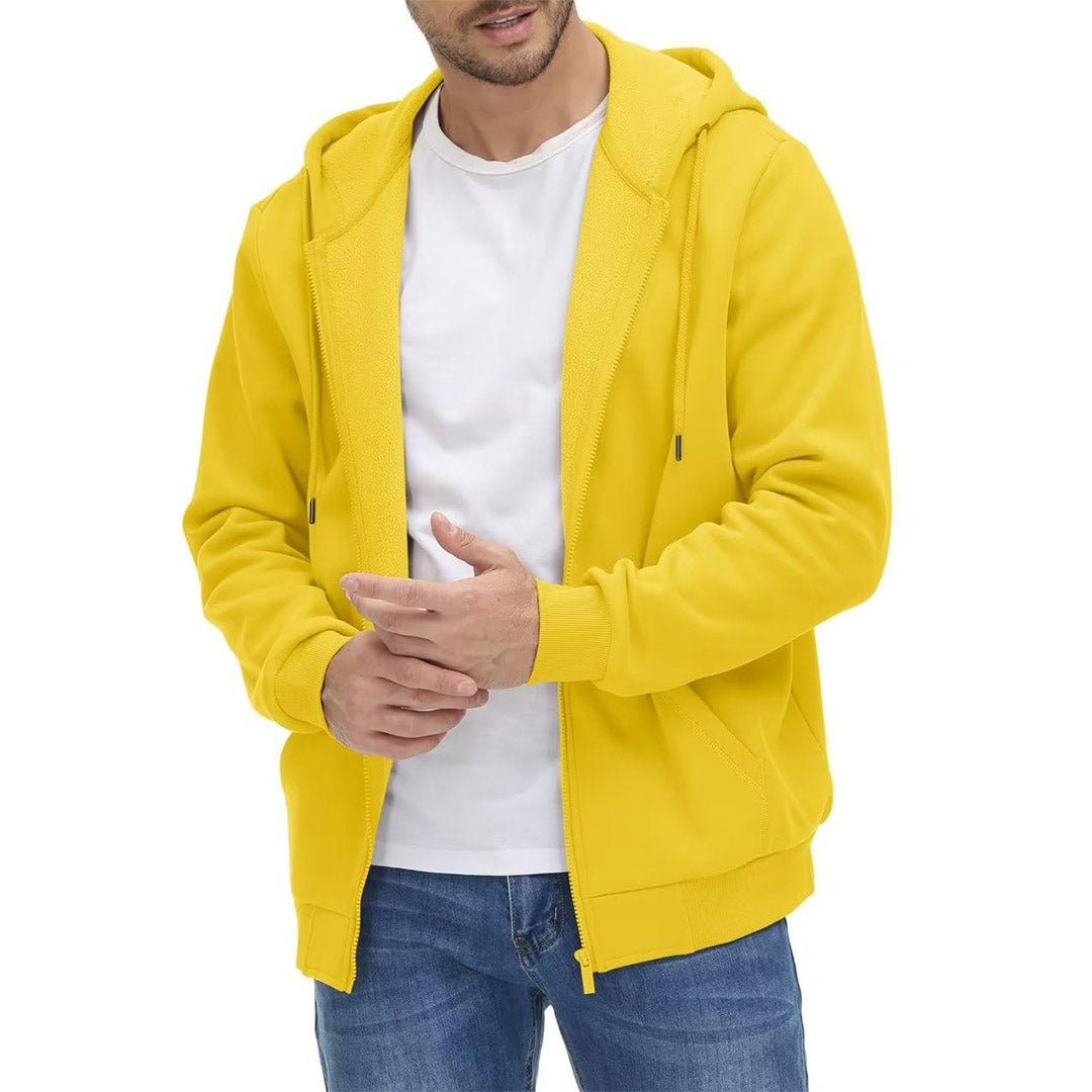 TACVASEN Yellow Men's Full Zip - Up Casual Active Hoodie