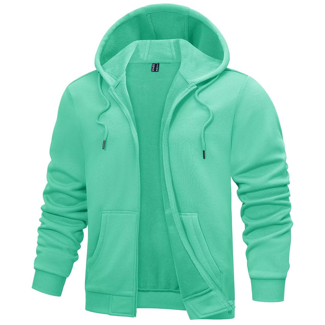 TACVASEN Mint Green Men's Full Zip - Up Casual Active Hoodie