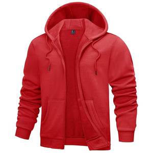 TACVASEN Tomato Red Men's Full Zip - Up Casual Active Hoodie
