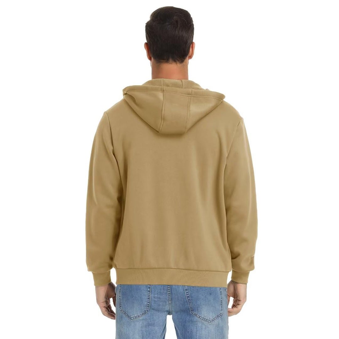 TACVASEN Khaki Men's Full Zip - Up Casual Active Hoodie