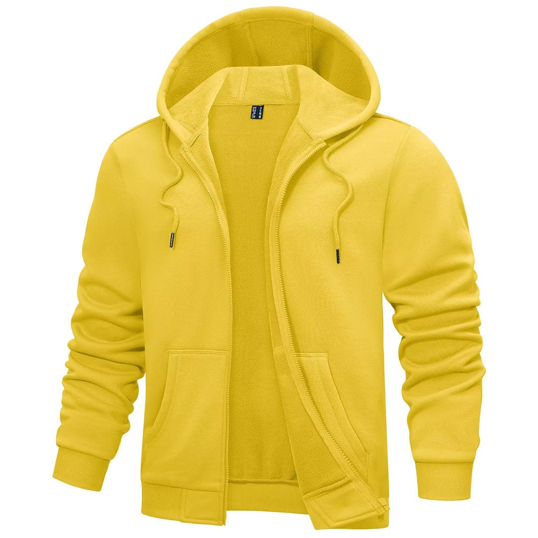 TACVASEN Yellow Men's Full Zip - Up Casual Active Hoodie