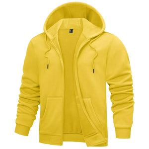 TACVASEN Yellow Men's Full Zip - Up Casual Active Hoodie