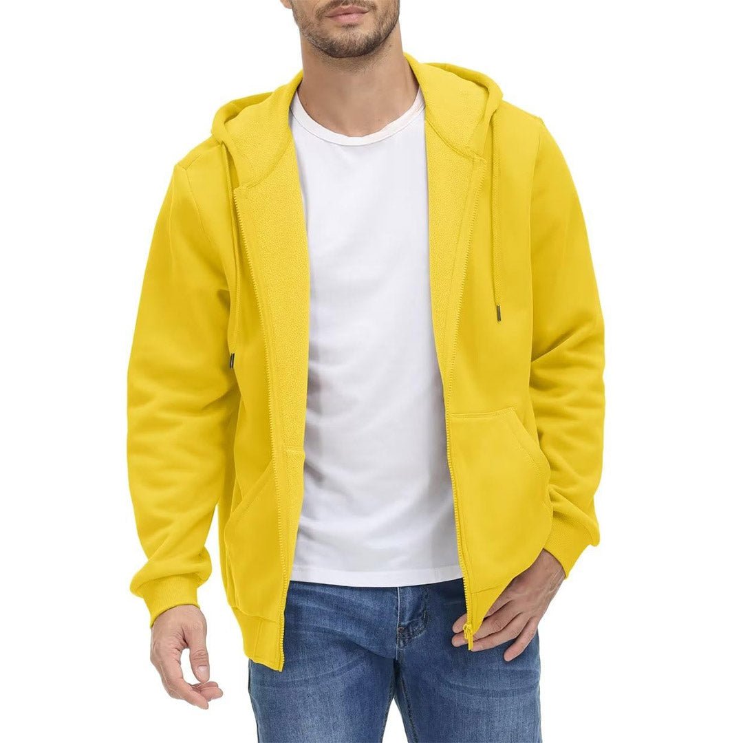 TACVASEN Yellow Men's Full Zip - Up Casual Active Hoodie