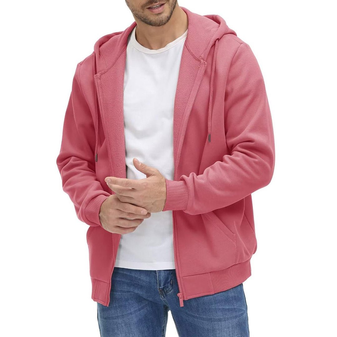TACVASEN Grey Pink Men's Full Zip - Up Casual Active Hoodie