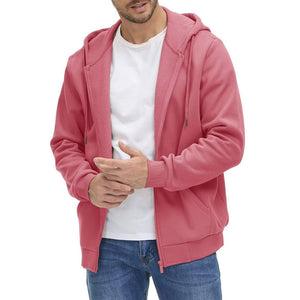 TACVASEN Grey Pink Men's Full Zip - Up Casual Active Hoodie