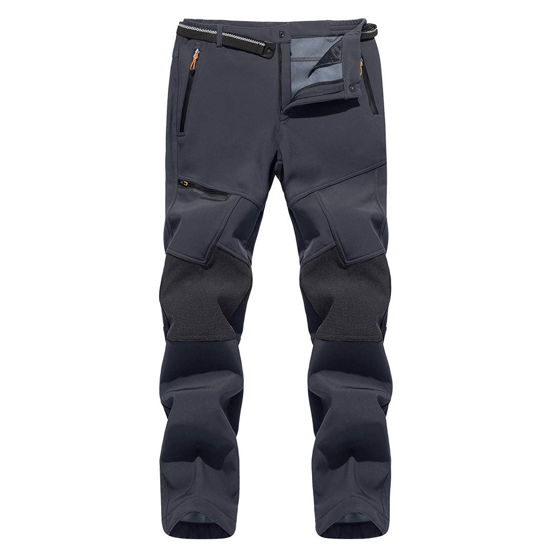 TACVASEN Khaki Men's Fleece Lined Windproof Water Resistant Ski Pants