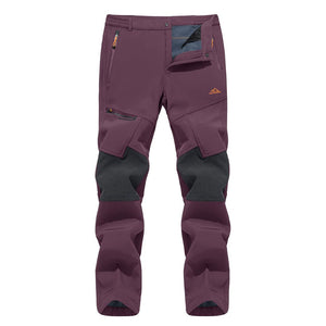 TACVASEN Khaki Men's Fleece Lined Windproof Water Resistant Ski Pants