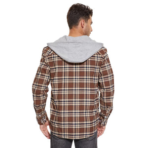 TACVASEN Blue White Men's Buffalo Plaid Hooded Casual Shirt Jacket