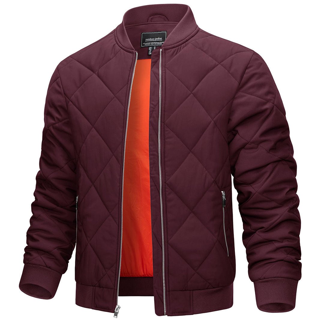 TACVASEN Wine Red Men's Winter Waterproof Bomber Varsity Jackets