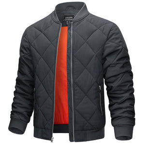 TACVASEN Grey Men's Winter Waterproof Bomber Varsity Jackets