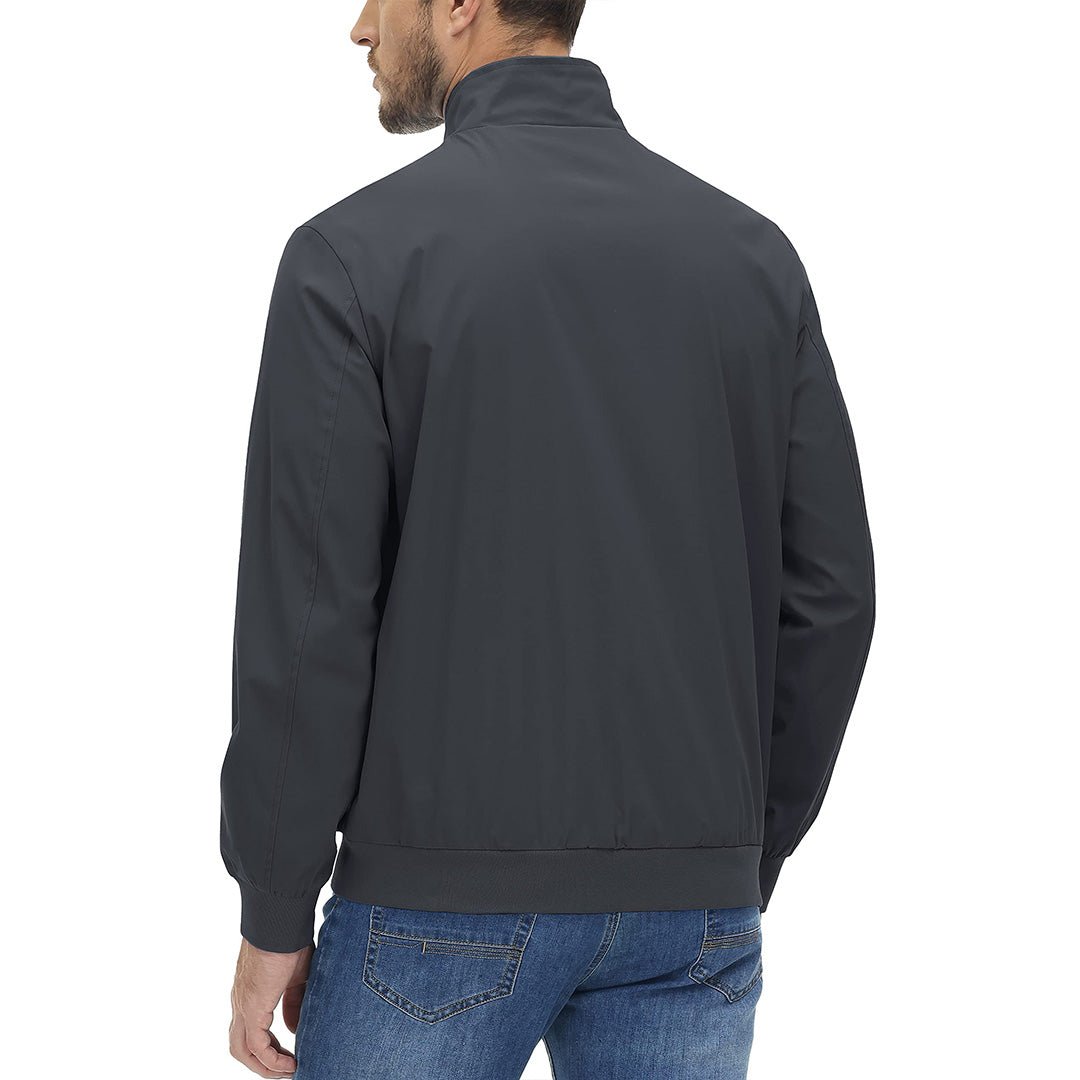 TACVASEN Dark Grey Men's Lightweight Casual Bomber Jacket