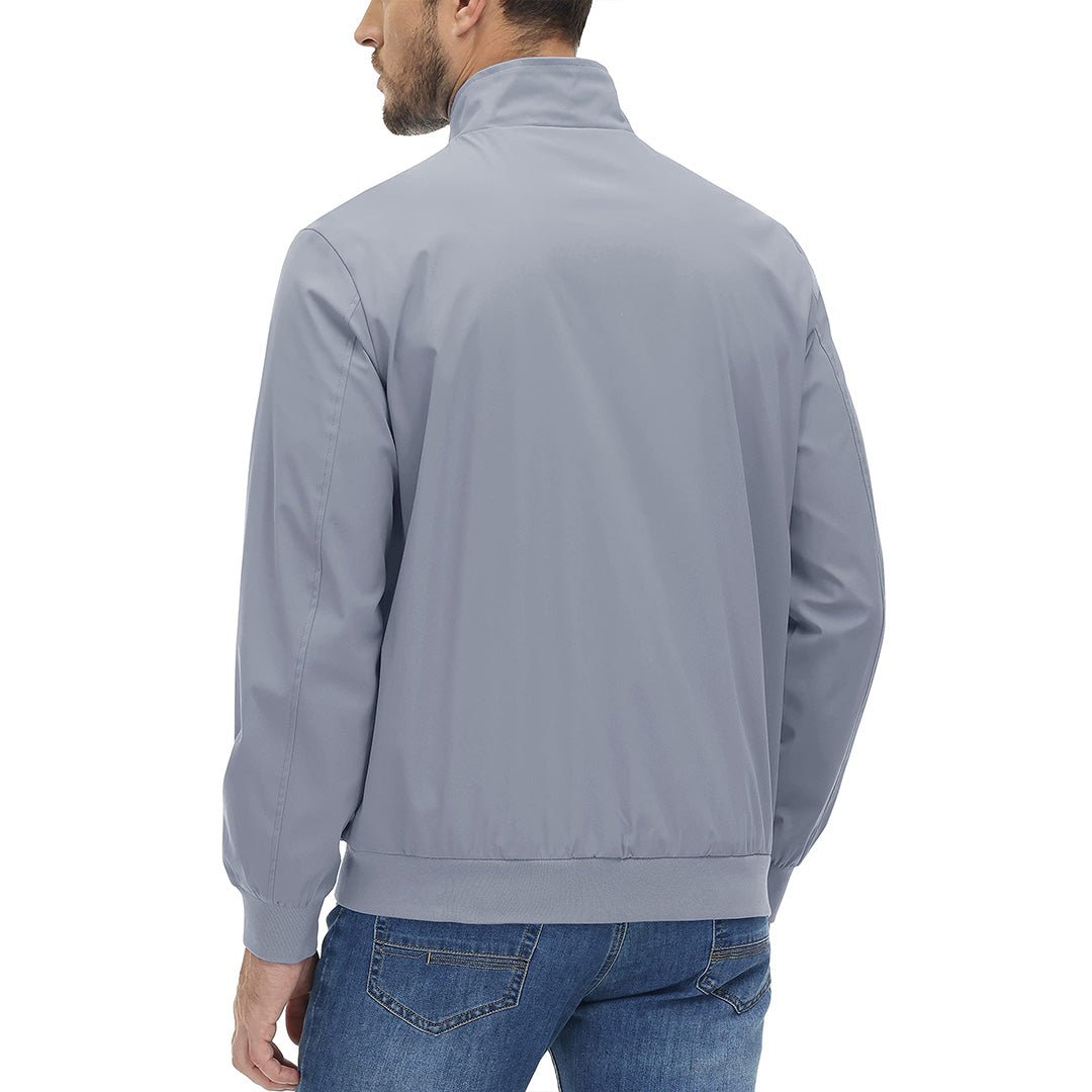 TACVASEN Light Grey Men's Lightweight Casual Bomber Jacket