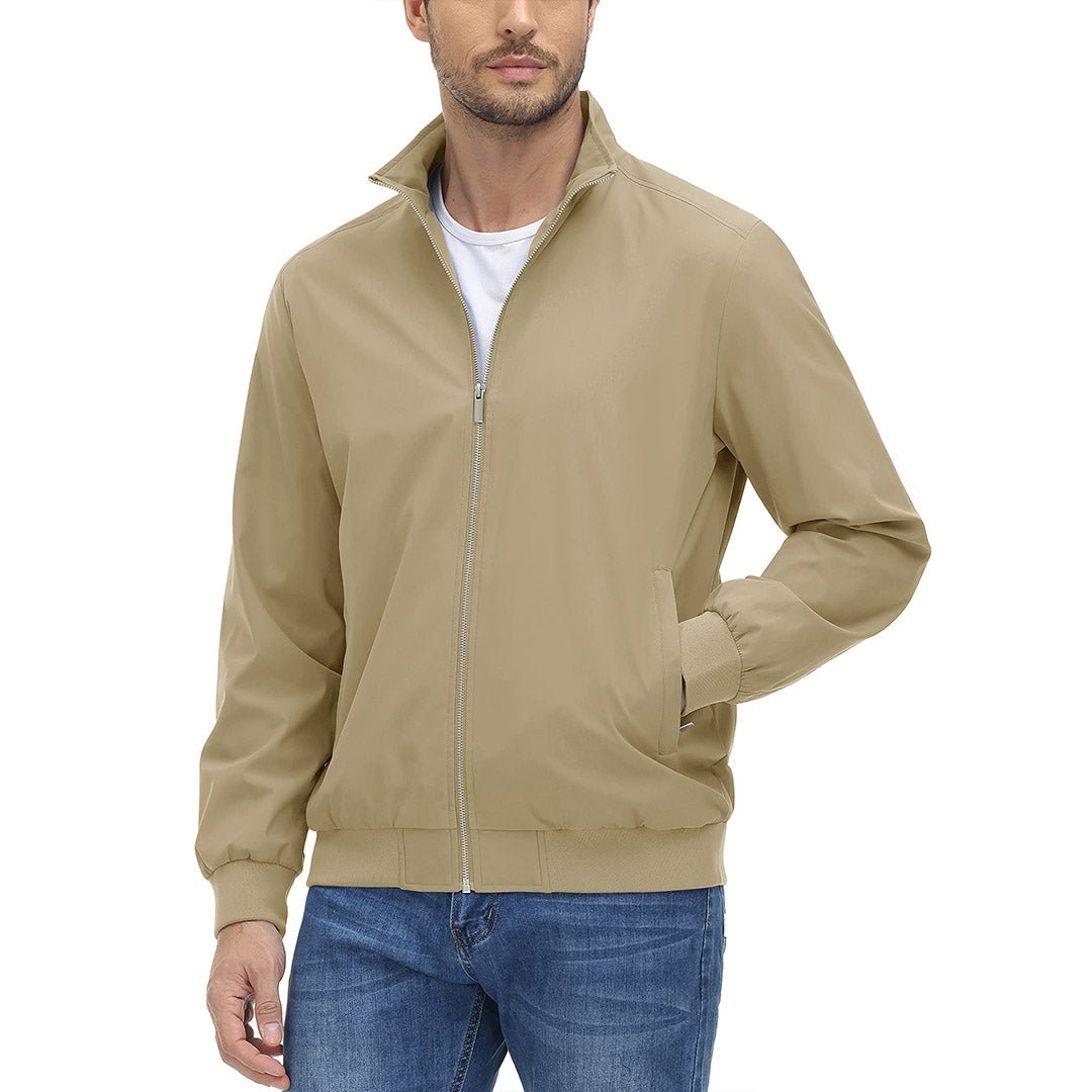 TACVASEN Khaki Men's Lightweight Casual Bomber Jacket