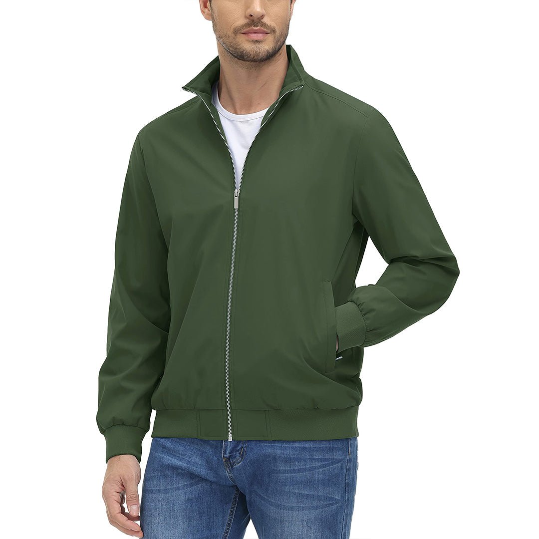 TACVASEN Army Green Men's Lightweight Casual Bomber Jacket