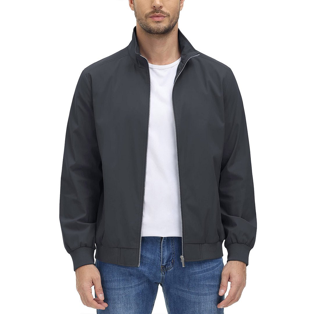 TACVASEN Dark Grey Men's Lightweight Casual Bomber Jacket