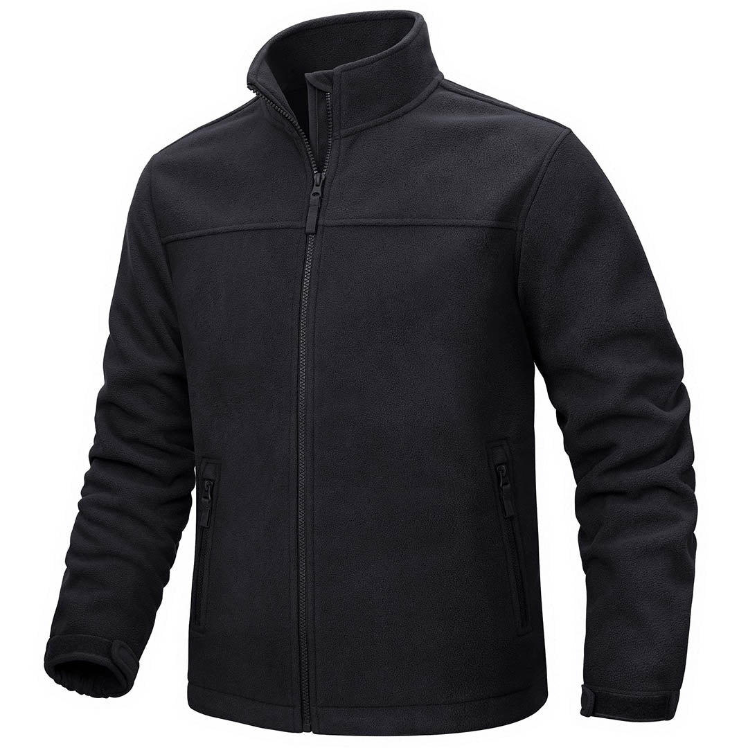 TACVASEN Black Men's Lightweight Full Zip Casual Fleece Jacket