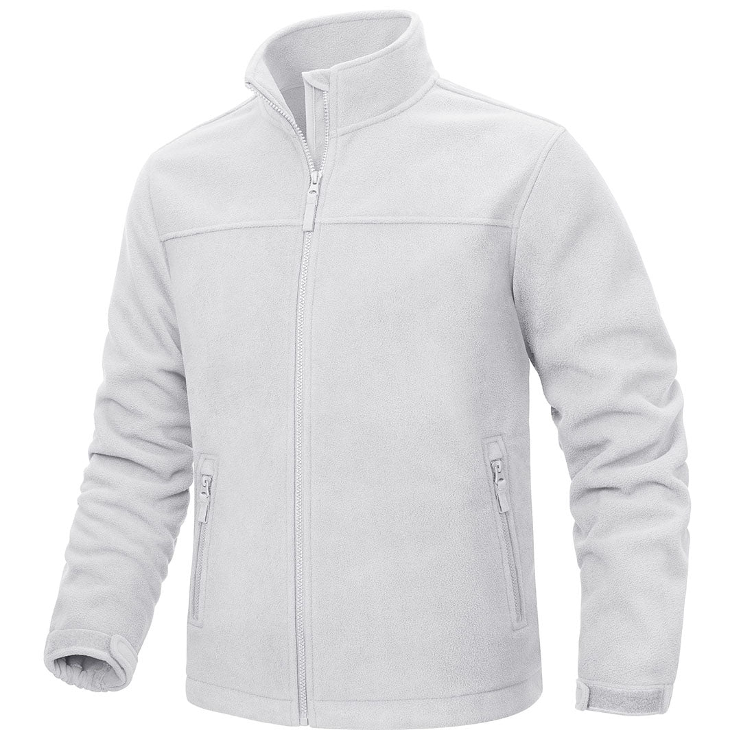 TACVASEN White Men's Lightweight Full Zip Casual Fleece Jacket