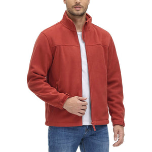 TACVASEN Orange Red Men's Lightweight Full Zip Casual Fleece Jacket