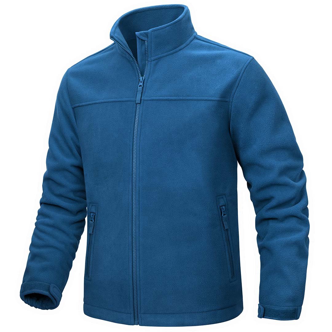 TACVASEN Blue Green Men's Lightweight Full Zip Casual Fleece Jacket