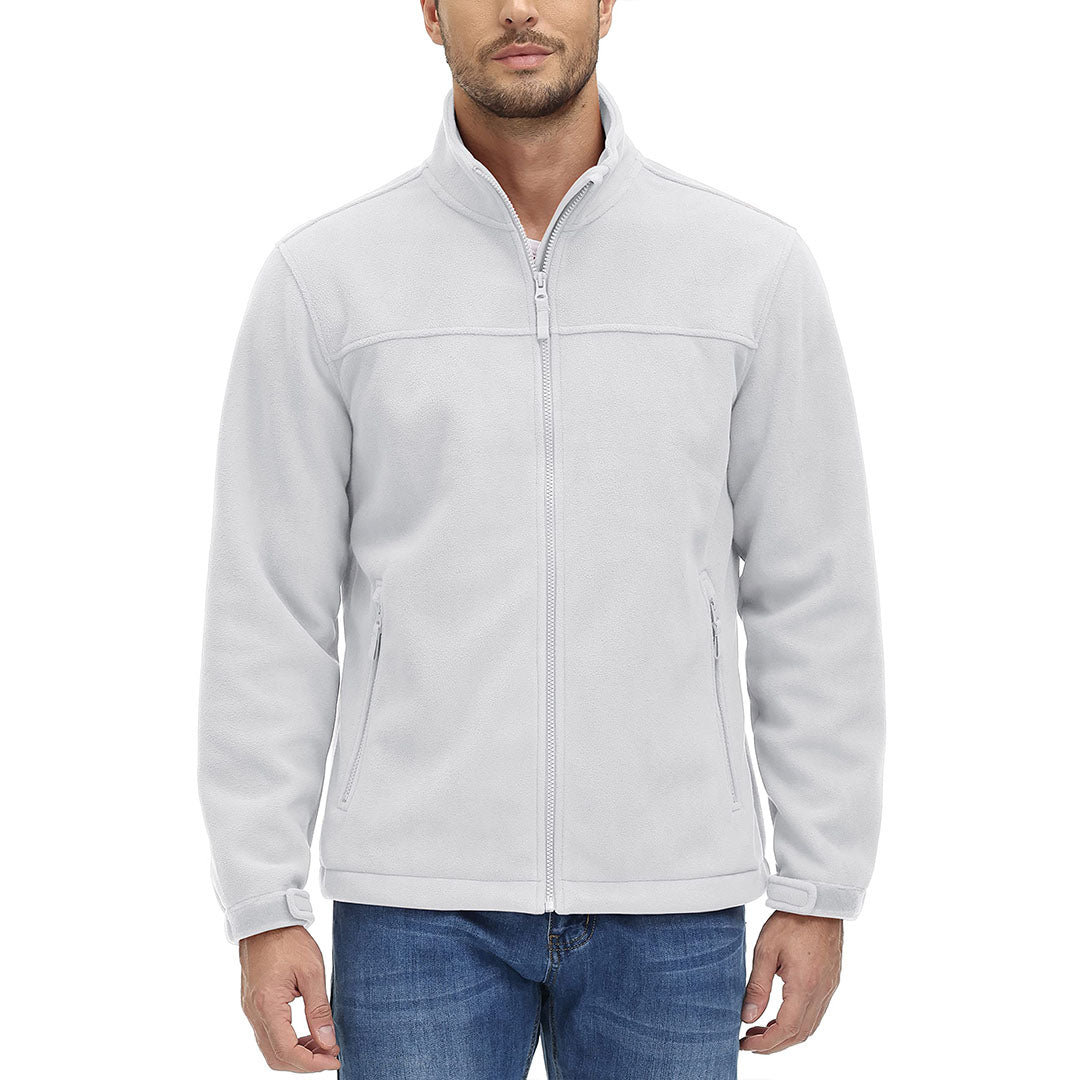 TACVASEN White Men's Lightweight Full Zip Casual Fleece Jacket