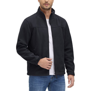 TACVASEN Black Men's Lightweight Full Zip Casual Fleece Jacket