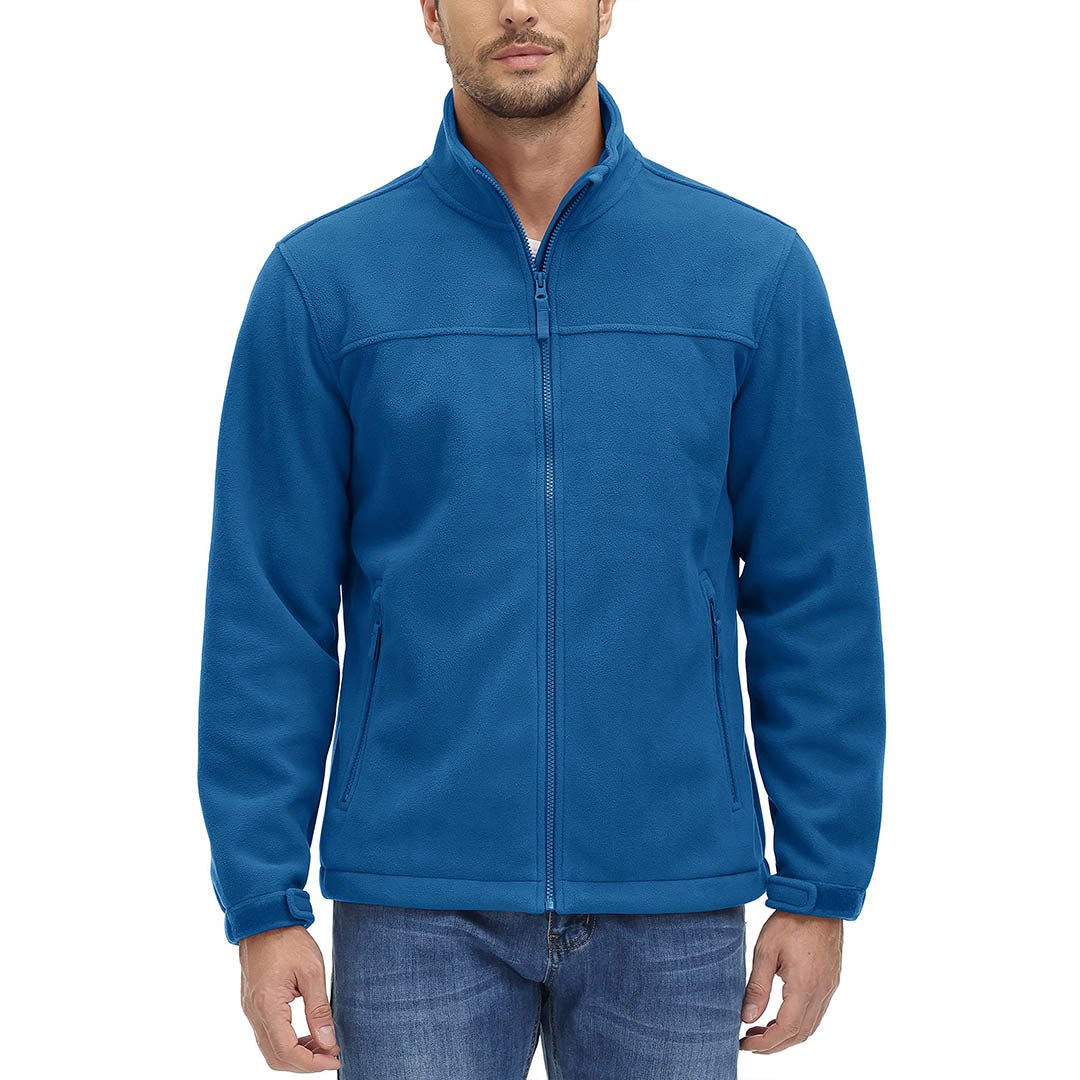 TACVASEN Blue Green Men's Lightweight Full Zip Casual Fleece Jacket
