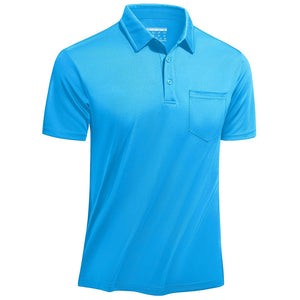 TACVASEN Azure Men's Lightweight Hiking Fishing Polo Shirts